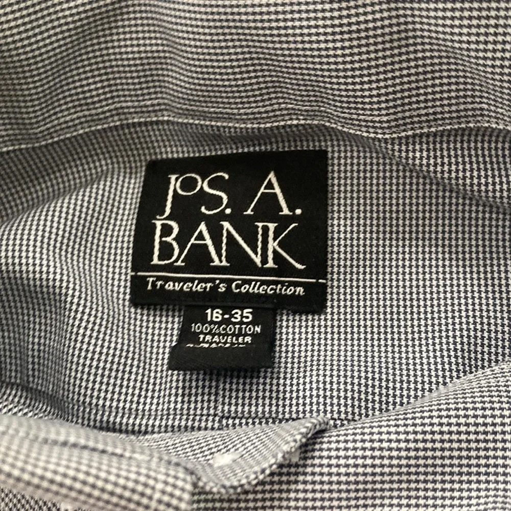 Jos. A. Bank Men’s Traveler’s Collection Gray White Cotton Button Down Shirt Top